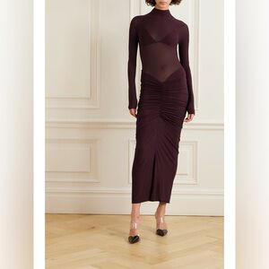 Alaïa Draped Stretch Jersey Turtleneck Dress NWT